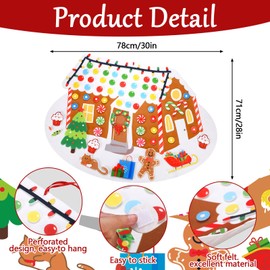 Mindsoft Gingerbread House Felt Christmas Tree Set 2.56ft with 60 Pcs Detachable Ornaments Wall Decor DIY Christmas Gingerbread House Crafts Kit for Holiday Decoration Xmas Party Favors Supply