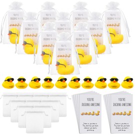 Deekin 20 Sets Thank You Gift Set Inspirational Mini Rubber Ducks Employee Team Coworkers Motivational Gifts Appreciation Christmas Gifts You're Ducking Awesome Cheer Up Cards (Classic Style)