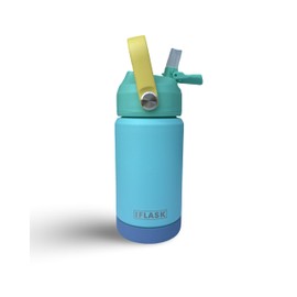 IFLASK 12oz Kids Water Bottle with Straw Lid | 100% Leak Proof | Insulated Stainless Steel Double Walled Thermos | BPA and Sweat free | Hot & Cold (Blue)