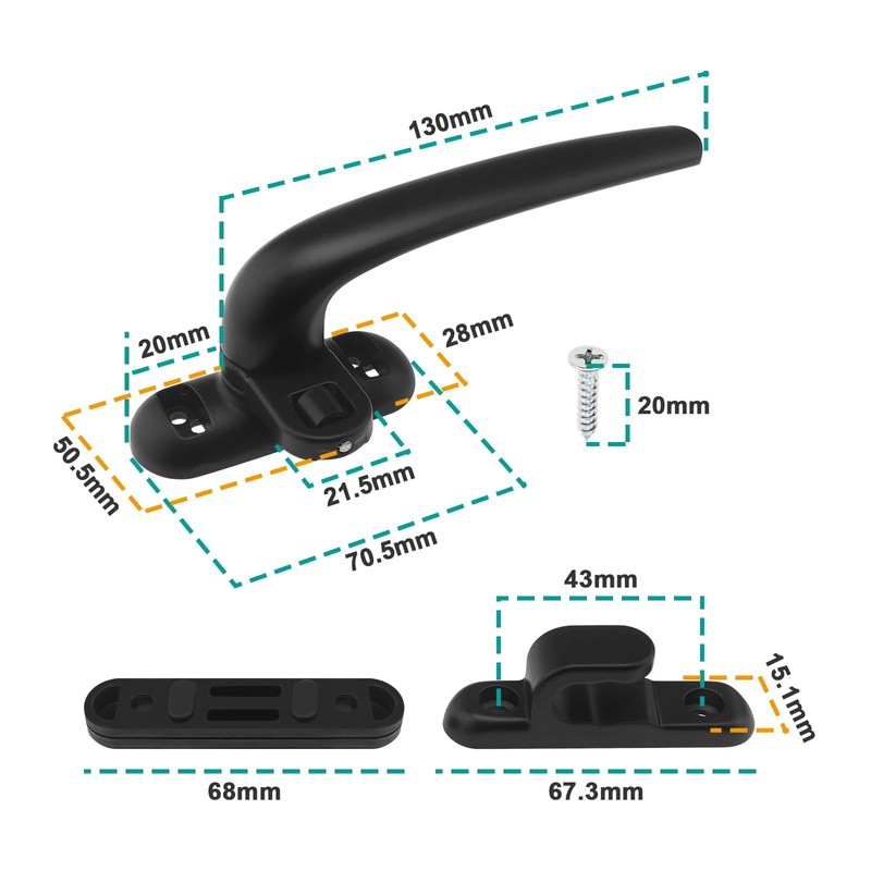 VGOL 1 Set of Aluminum Alloy Window Handle Sliding Door