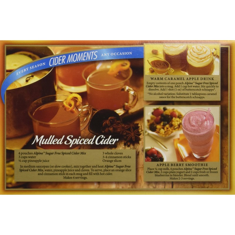 Alpine, Spiced Cider, Sugar Free Apple Flavored Drink Mix, 1.4oz