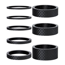 Cheimaxy 8PCS Carbon Fiber Headset Spacers, Matte Finish, Lightweight and Precision, Fits 1 1/8 Inch Stem for MTB, Road Handlebar Stems, 6 Sizes (1/2/3/5/10/15 mm)