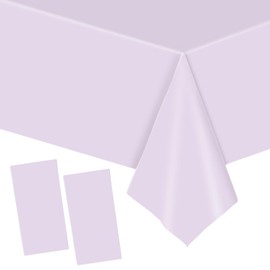 YAAVAAW 137x274cm Light Purple Plastic Table Cloth Table Cover,2pc Purple Party Table Cloths Tablecover Table Decoration,Purple Tablecloth Party for Picnic,Dining,Wedding,Kids Birthday Tablecloths