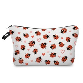 Livel lhood Ladybug Makeup Bag Cute Small Makeup Organizer Bag Travel Toiletry Zipper Pouch Love Cosmetic Bag Gift for Women Girls