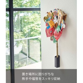 Yamazaki 5293 Rake & Fukusasa Holder [Push Pin for Gypsum Board and Wood Screws Included] Black, Approx. W 1.6 x D 1.6 x H 5.2 inches (4 x 4 x 13.2 cm), Tower, Lucky Charm, Base, Can Be Decorated on the Eye