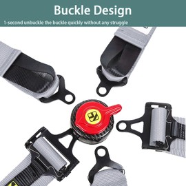 Wuidail 5 Point Harness Seat Belt with 2'' Ultra Soft Heavy Duty Shoulder Pads with Carbon Latch for Go Kart UTV & ATV