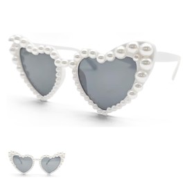 Heart Sunglasses, Vintage Heart Glasses, Sunglasses Heart Pearl, Sunglasses Heart Shape, Glasses Hearts UV400 Protection, Heart Sunglasses White, Heart-Shaped Sunglasses for Wedding, JGA, Birthday