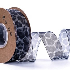 LUMoony Organza Ribbon Gift Ribbon Satin Ribbon Leopard Print Decorative Ribbon for Crafts Organza Ribbon Wedding Table Decoration Room Decoration Party Gift Transparent Ribbon 25 mm x 10 Yard