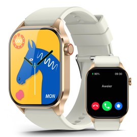 Smart Watch for Women, Bluetooth Call, 2.04" AMOLED Display, 24/7 Heart Rate, Blood Oxygen Blood Pressure Sleep, 136+ Sports Modes, IP68 Waterproof Fitness Tracker, smartwatch for Android iOS, Beige