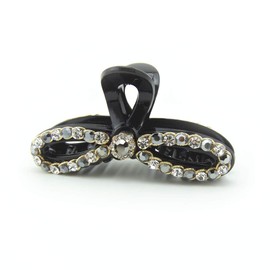 Meilliwish Big Large Sparkling Beautiful Women Ponytail Holder Hair Claw Clip(D107)(Black)