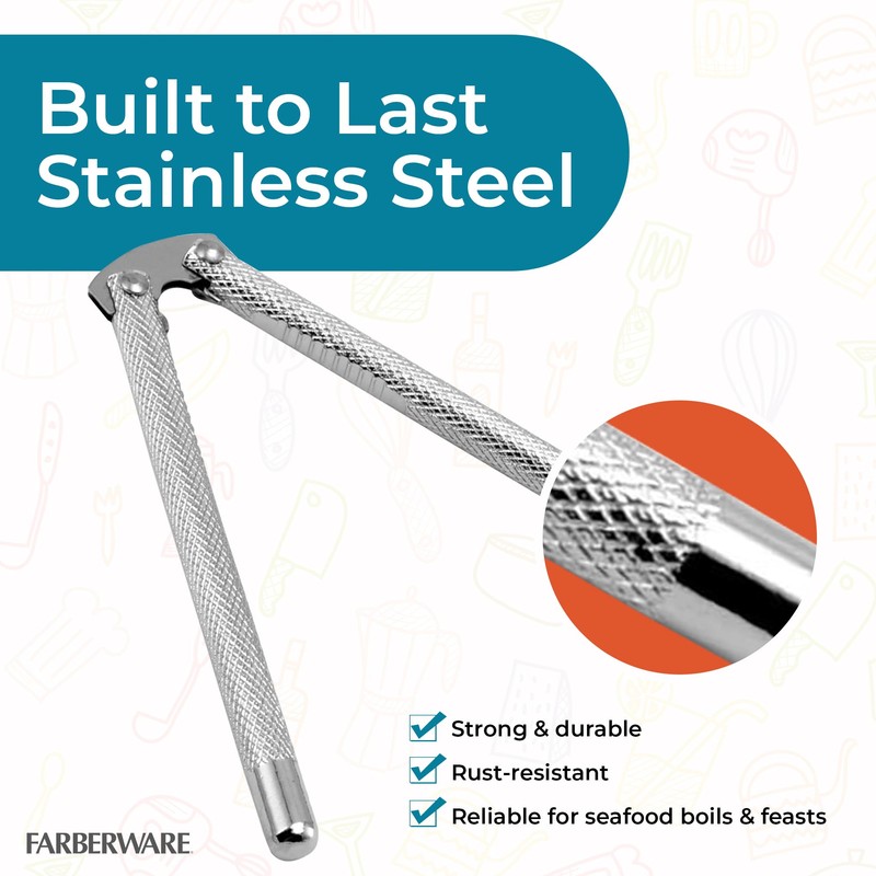 Farberware 3-Piece Seafood Nutcracker Set, Stainless Steel Shell Cracker &