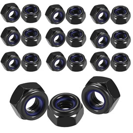 qingmeng Hex Nuts M10, 30 Pieces Nut M10 Black, Self-Locking Nuts, M10 Stop Nut Locking Nuts, Lock Nuts Set Screw Nut M10 Metric Thread