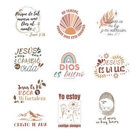 Magictodoor Boho Spanish Catholic Stickers, Religious Christian Waterproof Decals for Journal Bible Study, Inspirational Laptop Water Bottle Phone Decor, Faith Gifts for Women Men