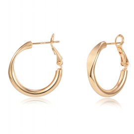 Chunky Gold Hoop Earrings for Women Trendy - 14k Gold Plated Huggie Hoop Earrings with Sterling Silver Post Hypoallergenic & Lightweight Earrings Gold Jewelry for Women