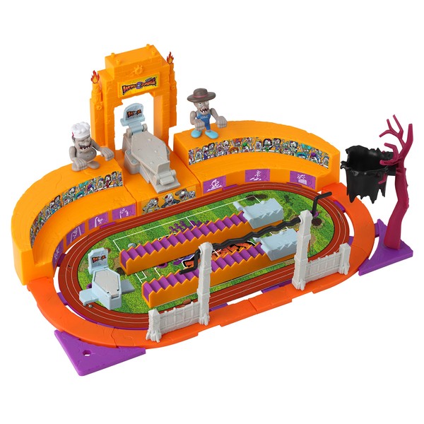 Bandai World of Zombies Deluxe Sports Stadium playset with 2 Exclusive Figures (U.S.Z. Cowboy and Zrance Zrench Chef) and 2 bio Cards (44221)