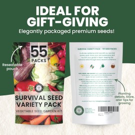 55 Vegetable Seed Packets | Survival Variety Pack | 2026 Season | Individually Packed Vegetables, Herbs and Fruits | Emergency Seed Vault for Doomsday Prepping | by Family Sown