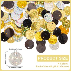 CABODYALS 160g Flache Runde Glitzer Pailletten 10mm Groß Schillernde PVC Pailletten Lose Masse Mehrfarbig Mit Loch Stickerei Splitters Zum Nähen Schmuckherstellung Kleidungsdekorationen Heimwerkerarbe