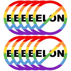 10 Pack Anti Elon Felon Round No Rainbow Bumper Stickers Reflective Vinyl Sticker Laptop Decal Car Bumper Window Waterproof Sticker