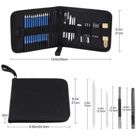 33 Pieces H & B Pencils Drawing and Sketch Kit Set with Erasers Charcoal Stick Sharpener Art for Artists Adults