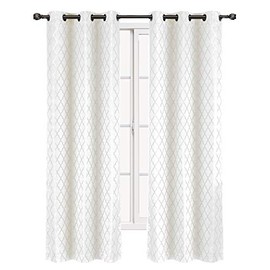 Royal Tradition Set of 2 Panels 84" Wx96 L Willow - White - Jacquard Thermal Insulated Blackout Curtain, 42-Inch by 96-Inch Each Panel. Package Contains Set of 2 Panels 96 inch Long.
