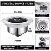 3-in-1 Pop-Up Sink Drain Strainer – Stainless Steel Bounce Filter