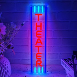 Theater Neon Sign Movie Theater Decor Movie Night Led Sign Home Movie Theater Neon Sign for Wall Decor Home Theater Accessories Neon Light Up Sign for Theater Movie Night Party Movie Room Film Room