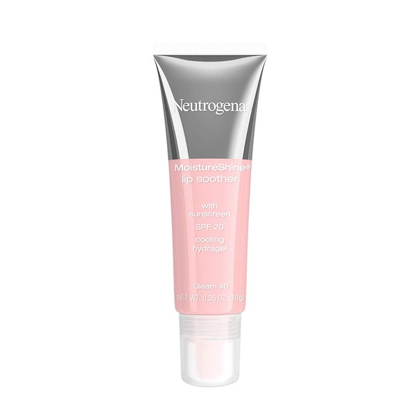 Neutrogena MoistureShine Lip Soother Gloss with SPF 20 Sun Protection, High Gloss Tinted Lip Moisturizer with Hydrating Glycerin and Soothing Cucumber for Dry Lips, Gleam 40,.35 oz