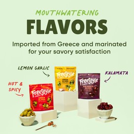 Freestyle Snacks Olive Snack Packs - As Seen on Shark Tank - Fresh Pitted Kalamata & Green Olives, Grown in Greece, Salty Snack, All Natural, Non-GMO, Sugar-Free - Variety Pack, 4oz (3 Pack)