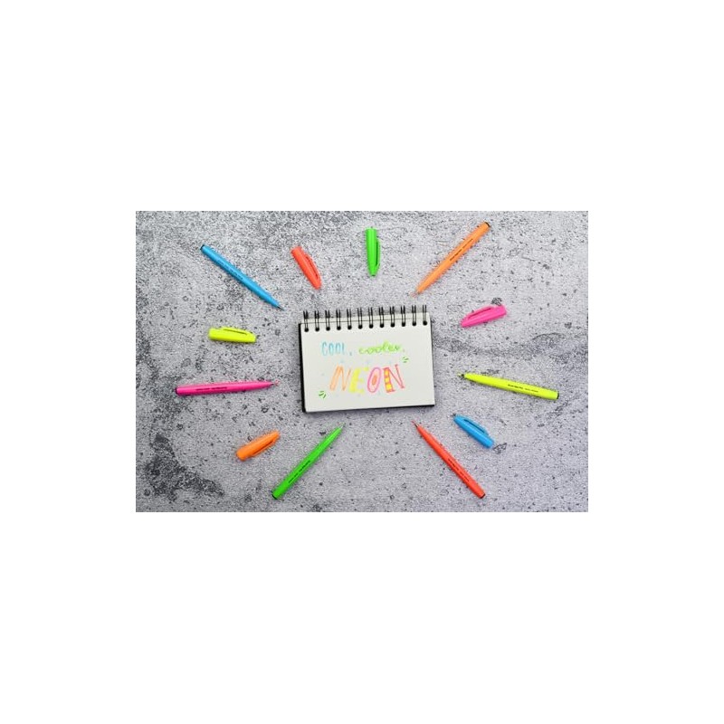 Pentel SES15C-FSX Brush Sign Pen Neon Blue Fibre Tip Brush