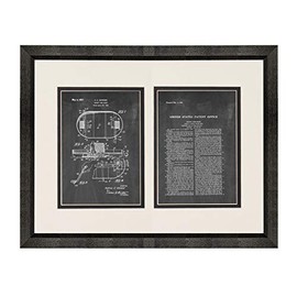 Hockey Game Board Patent Art Chalkboard Print in a Beveled Black Wood Frame with a Double Mat (18" x 24") M11208