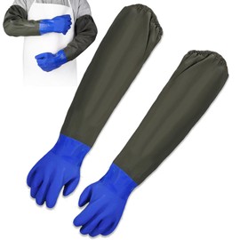 ARCPNRT Pond Cleaning Gloves, 70 cm Long Section Pond Gloves, Rubber Gloves Long, Rubber Household Gloves, Blue Rubber Gloves, for Household, Industrial, Fishing, Gardening