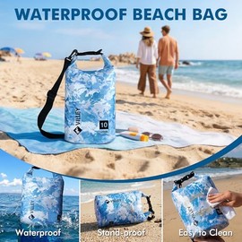 VILLEY - Bolsa seca impermeable de 5 L, 10 L, 20 L, rollo superior que mantiene el equipo seco, ligero y seco con funda impermeable para teléfono para