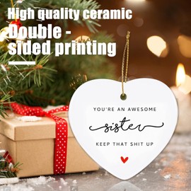 You’re an Awesome Sister, Gift for Sister, Birthday Gift for Sister, Soul Sister Keepsake, Awesome Sister Gift, Sister Ceramic Keepsake Heart, Sister Appreciation Hanging Decoration