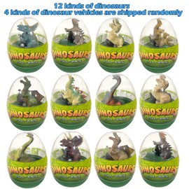 Cherislpy Cherislpy 4 Pack Jumbo Dinosour Eggs with Dinosaur Pull Back Cars Dinos Vehicles Toys Inside for Kids Toddlers Boys Girls Easter Basket Stuffers Easter Egg Fillers
