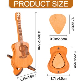 AsyinXson Acoustic Guitar Plectrum with 3 Picks and Stand, Wooden Acoustic Guitar Plectrum Box for Acoustics, Electric Bass Guitar, Ukulele Lovers, Anniversary and Birthday