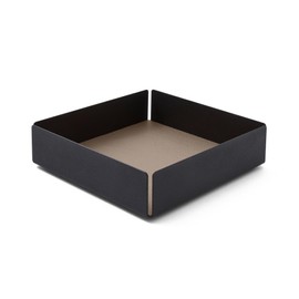 eglooh - Dafne - Pocket Empty with Black Steel Structure - Inner Base Made of Genuine Leather Taupe Grey - Desk Organiser with Modern Design - cm 14.5 x 14.5 x H.4 - Made in Italy