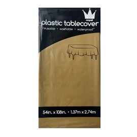 ROYAL7 3 Pack Gold, Rectangle Disposable Plastic Tablecloth for Picnic, Birthday, BBQ, Party, Wedding (Gold, Rectangle, 54in. X108in.)