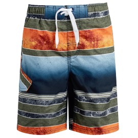 Kanu Surf Barracuda - Traje de baño de Playa de Secado rápido UPF 50+ para niño, Kilometraje Azul Marino/Naranja, 3 Años