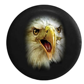 Funny Spare Tire Wheel Cover for Camper SUV Trailer Truck RV JP Thick PVC Leather | American Bald Eagle Patriotic USA Military Black 35 Inch