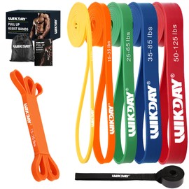 WIKDAY Resistance Bands Pull Up Bands Workout Bands for Exercise Thick Heavy Resistance Band Set with Door Anchor, Elastic Bands for Body Stretching, Training at Home Gym Additional Orange 15-35 lbs