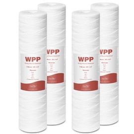 20 x 4.5 Inch 5 Micron String Wound Sediment Water Filter Cartridge, SimPure Whole House Sediment Well Water Filter Replacement, Fits DB20P DB20P-3 (4 Pack)