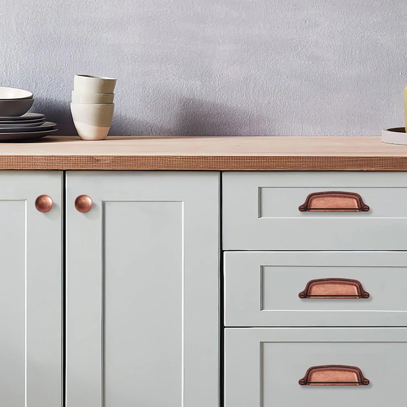 CABDM 10 Pack Antique Copper Cabinet Knobs - Single Hole