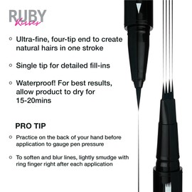 Ruby Kisses Go Brow Microblading Eyebrow Pen, Waterproof Eyebrow Pencil for Women, Dual-Ended Liquid Tattoo Brow Pencil With 4-Fork & Precise Brush Tip for Natural Hair-Like Strokes (Dark Brown)