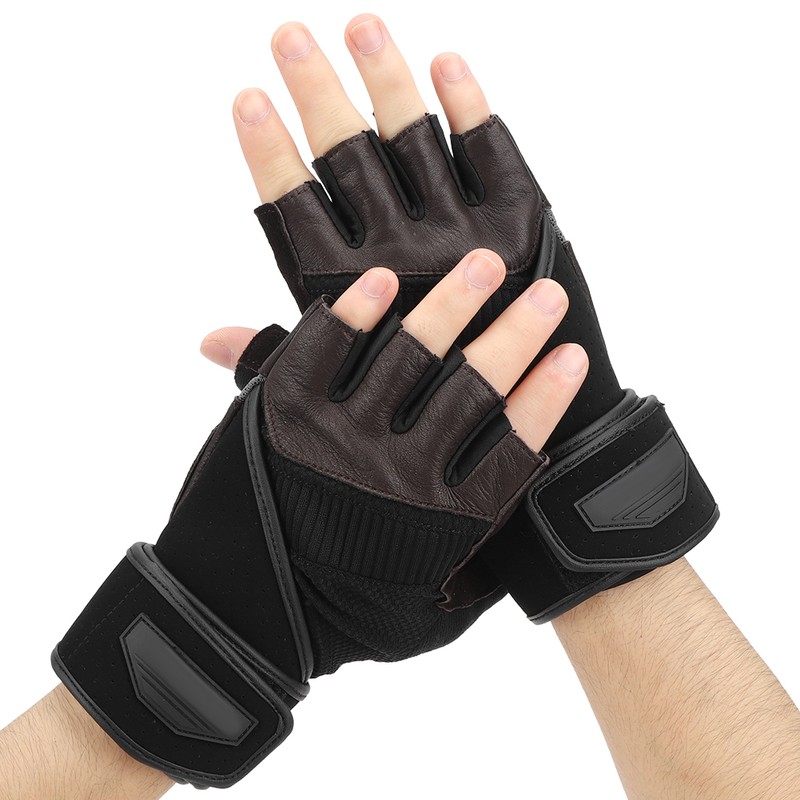BOODUN Half Finger Gloves Deerskin Gloves with Wrist Wrap for