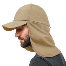 Mens XXL Sun Hats with Neck Flap UPF 50+ Waterproof Baseball Cap Adjustable Breathable Quick Dry Outdoor Fishing Hat Khaki
