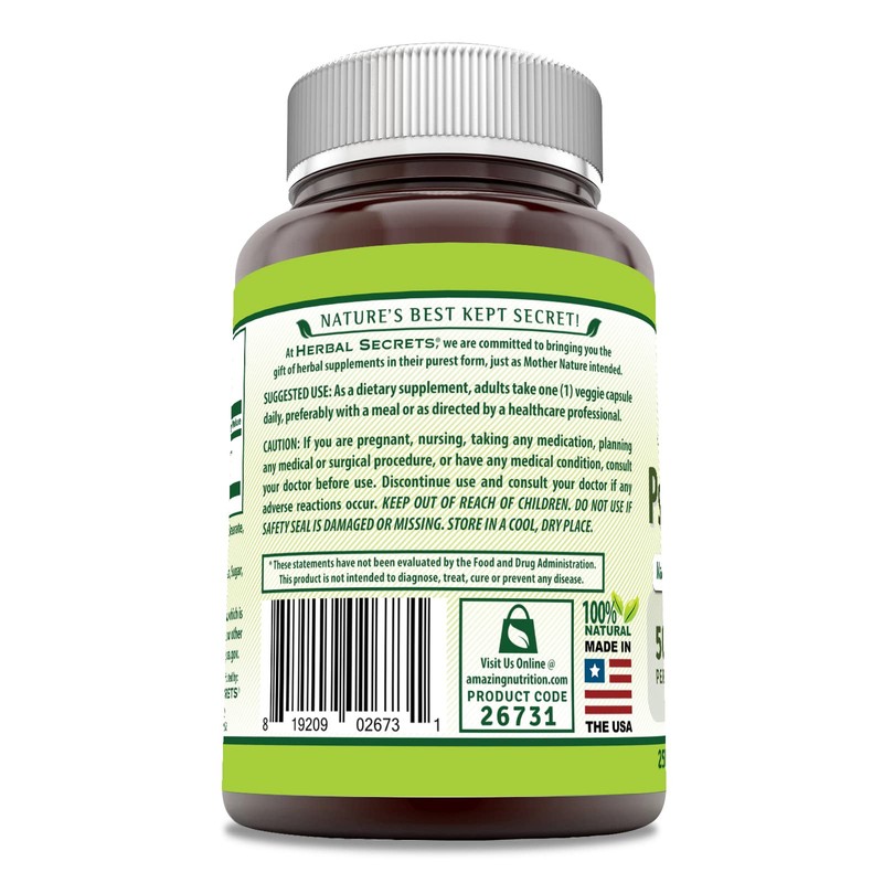 Herbal Secrets Psyllium Husk Supplement | 500 Mg | 250