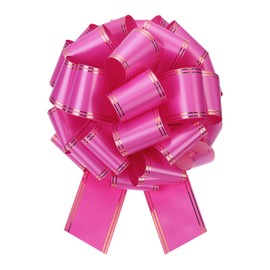 sourcing map 12 Inch Giant Large Pull Bow Big Metallic Car Bows Ribbon with Gold Edge for Wedding Presents Gift Wrapping Christmas, Rose Red