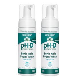 pH-D Feminine Health - Boric Acid Foam Wash - pH-Balanced, Paraben-Free, and Plant-based (Sensitive, 6 Fl Oz (Pack of 2))