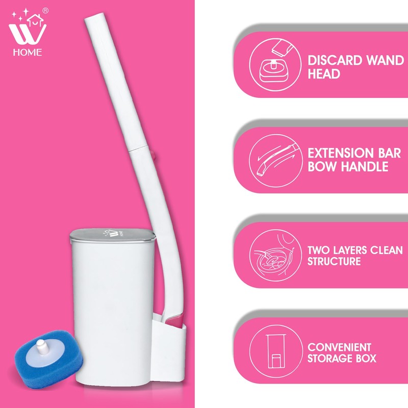 Toilet Bowl Cleaner, with 8 Replacement Heads & Storage Caddy