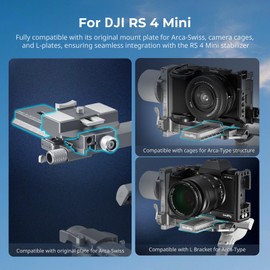 SmallRig DJI RS 4 Mini Gimbal Quick Release Plate Adapter for 4.6" Arca-Swiss Anti-Drop Design Quick Assembly - 5336